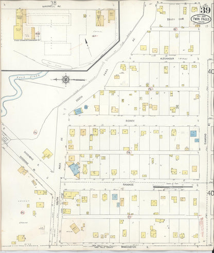 Sanborn Fire Insurance Map from Twin Falls, Twin Falls County, Idaho (1949), Sheet #0039 - Complete Map Set gallery image, historic Sanborn map, vintage wall art, Falls Idaho