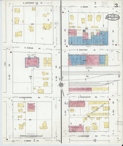 Sanborn Fire Insurance Map from McAlester, Pittsburg County, Oklahoma (1918), Sheet #0003 - Complete Map Set gallery image, historic Sanborn map, vintage wall art, Oklahoma Oklahoma