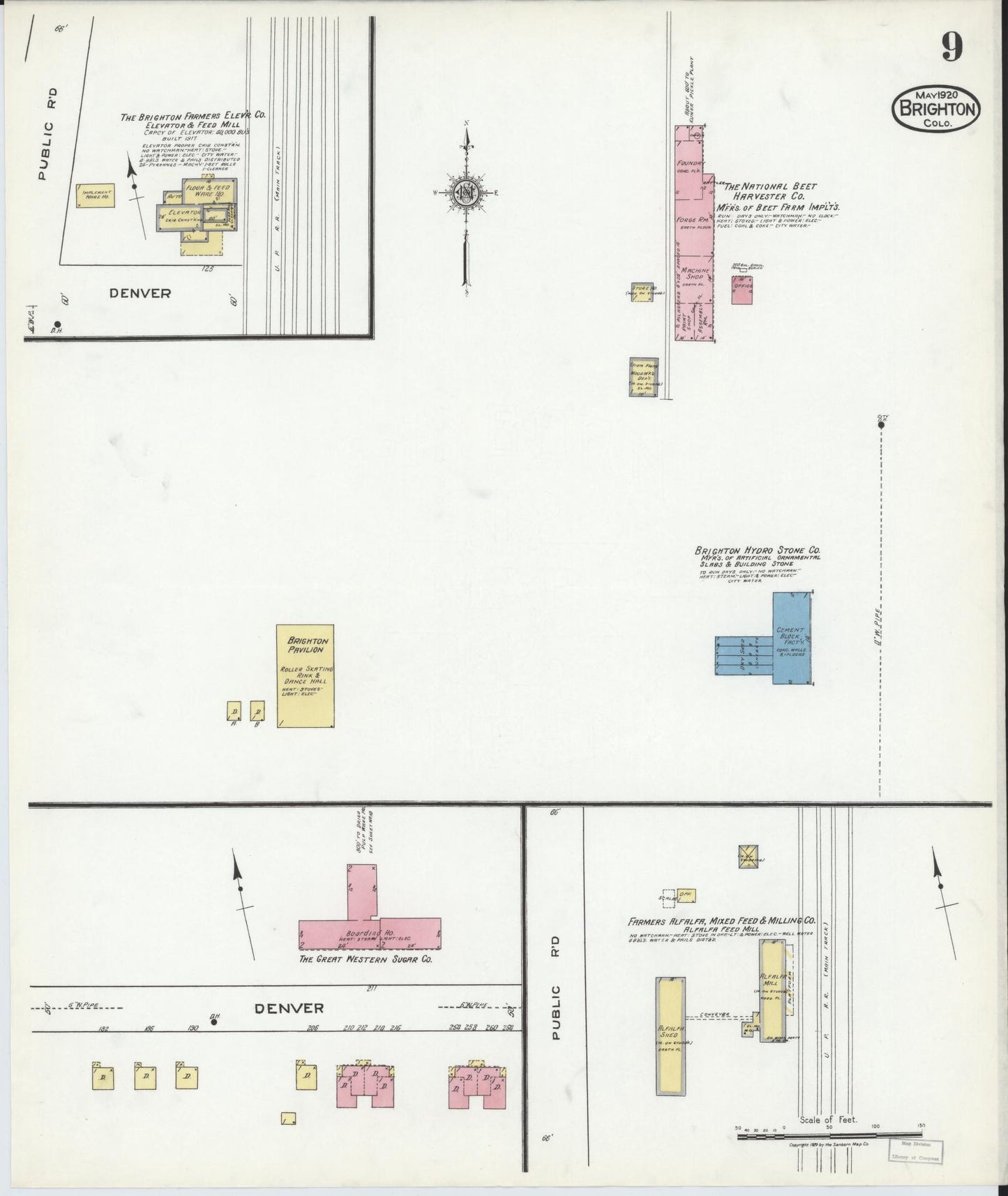 Sanborn Fire Insurance Map from Brighton, Adams County, Colorado (1920), Sheet #0009 - Complete Map Set gallery image, historic Sanborn map, vintage wall art, Colorado Colorado