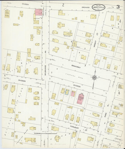Sanborn Fire Insurance Map from Libertyville, Lake County, Illinois (1912), Sheet #0003 - Historic Sanborn Fire Insurance Map Print, vintage old map wall art, antique decor, genealogy gift, Illinois Illinois map