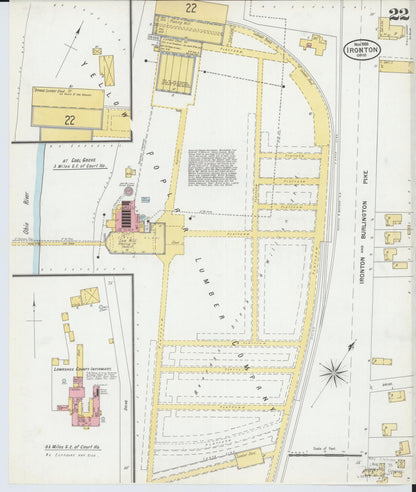 Sanborn Fire Insurance Map from Ironton, Lawrence County, Ohio (1900), Sheet #0022 - Historic Sanborn Fire Insurance Map Print, vintage old map wall art, antique decor, genealogy gift, Ohio Ohio map