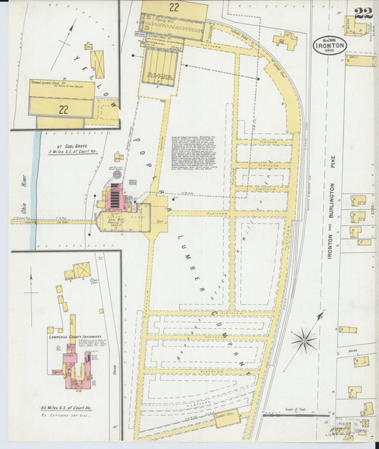 Sanborn Fire Insurance Map from Ironton, Lawrence County, Ohio (1900), Sheet #0022 - Historic Sanborn Fire Insurance Map Print, vintage old map wall art, antique decor, genealogy gift, Ohio Ohio map