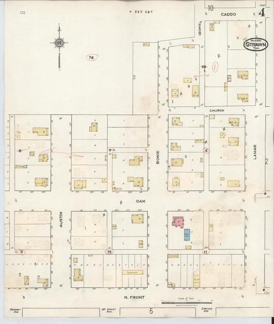 Sanborn Fire Insurance Map from Strawn, Palo Pinto County, Texas (1944), Sheet #0004 - Historic Sanborn Fire Insurance Map Print, vintage old map wall art, antique decor, genealogy gift, Texas Texas map
