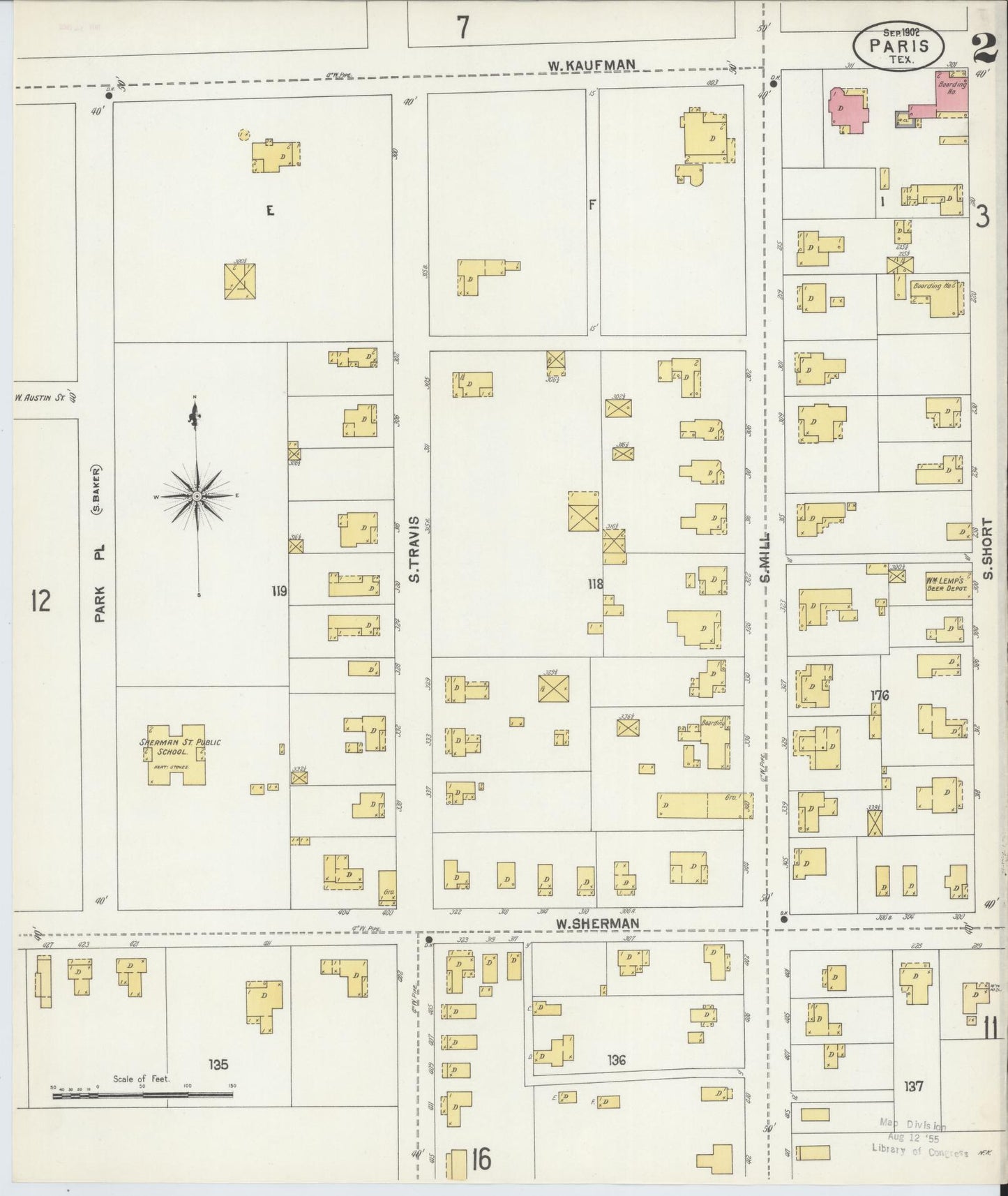 Sanborn Fire Insurance Map from Paris, Lamar County, Texas (1902), Sheet #0002 - Historic Sanborn Fire Insurance Map Print, vintage old map wall art, antique decor, genealogy gift, Texas Texas map