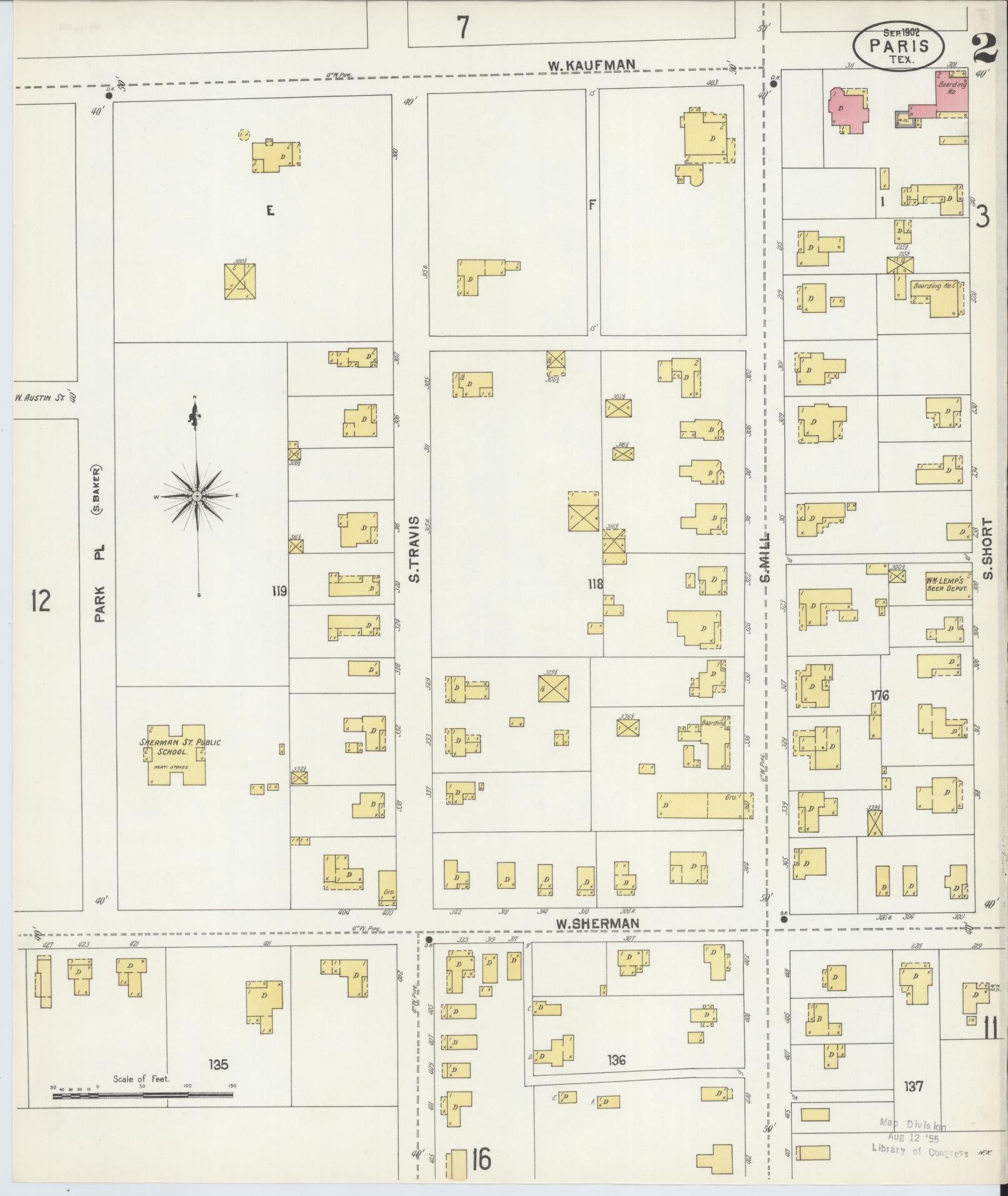 Sanborn Fire Insurance Map from Paris, Lamar County, Texas (1902), Sheet #0002 - Historic Sanborn Fire Insurance Map Print, vintage old map wall art, antique decor, genealogy gift, Texas Texas map