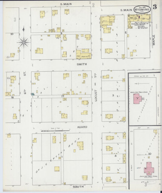 Sanborn Fire Insurance Map from Wyoming, Stark County, Illinois (1893), Sheet #0003 - Historic Sanborn Fire Insurance Map Print, vintage old map wall art, antique decor, genealogy gift, Illinois Illinois map