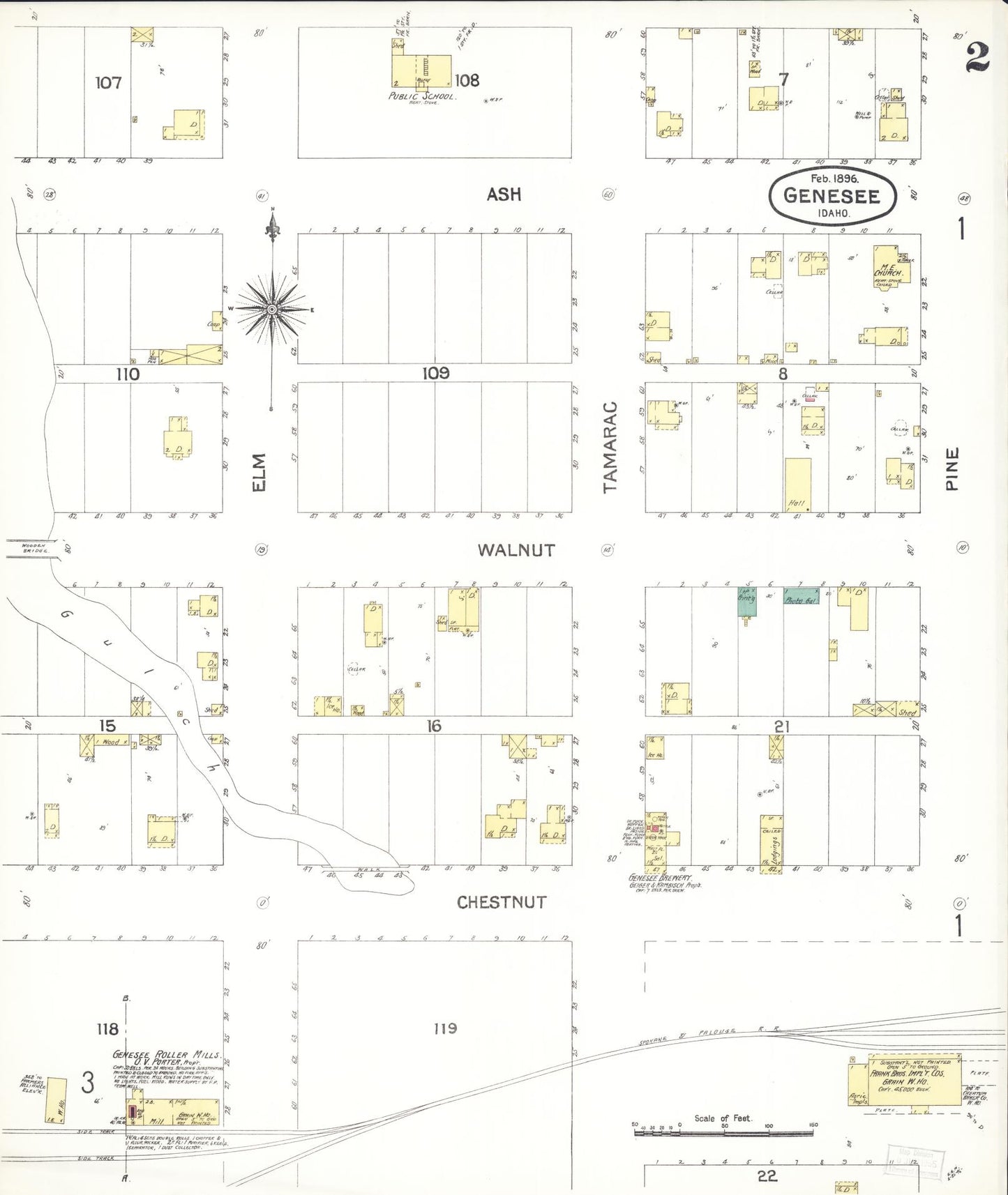 Sanborn Fire Insurance Map from Genesee, Latah County, Idaho (1896), Sheet #0002 - Historic Sanborn Fire Insurance Map Print, vintage old map wall art, antique decor, genealogy gift, Idaho Idaho map