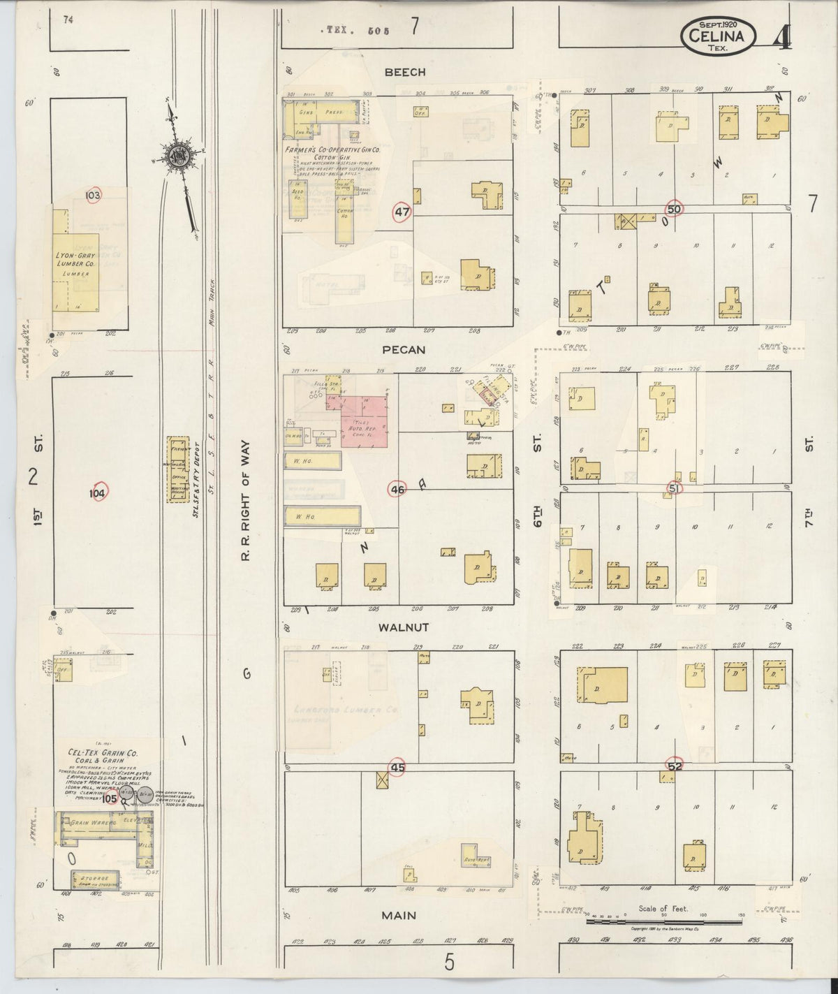Sanborn Fire Insurance Map from Celina, Collin County, Texas (1944), Sheet #0004 - Complete Map Set gallery image, historic Sanborn map, vintage wall art, Texas Texas