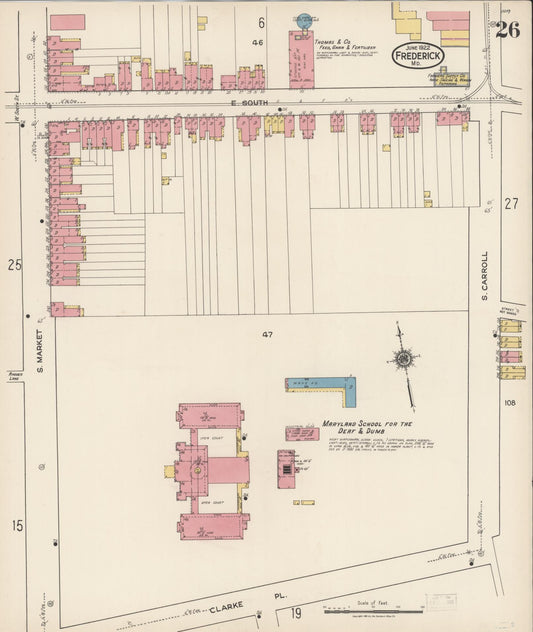 Sanborn Fire Insurance Map from Frederick, Frederick County, Maryland (1922), Sheet #0026 - Historic Sanborn Fire Insurance Map Print, vintage old map wall art, antique decor, genealogy gift, Maryland Maryland map