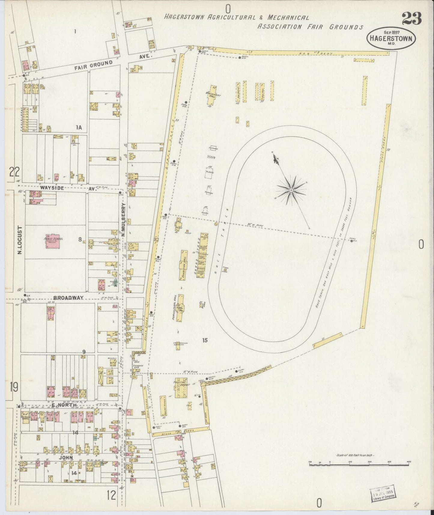 Washington, Maryland - 1897 - Sanborn Fire Insurance Map, Sheet #0023 - Historic Sanborn Fire Insurance Map Print, Washington Maryland 1897 0023 vintage old map wall art