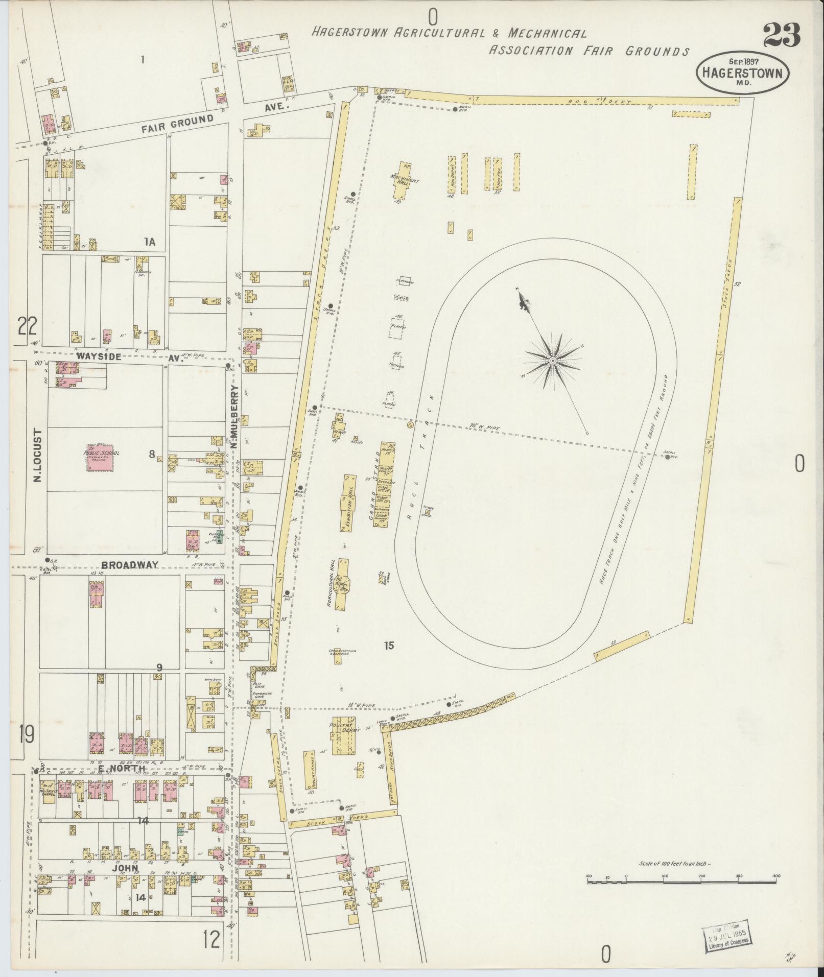 Washington, Maryland - 1897 - Sanborn Fire Insurance Map, Sheet #0023 - Historic Sanborn Fire Insurance Map Print, Washington Maryland 1897 0023 vintage old map wall art