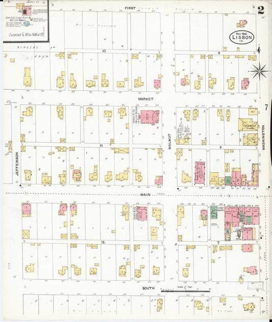 Sanborn Fire Insurance Map from Lisbon, Linn County, Iowa (1906), Sheet #0002 - Historic Sanborn Fire Insurance Map Print, vintage old map wall art
