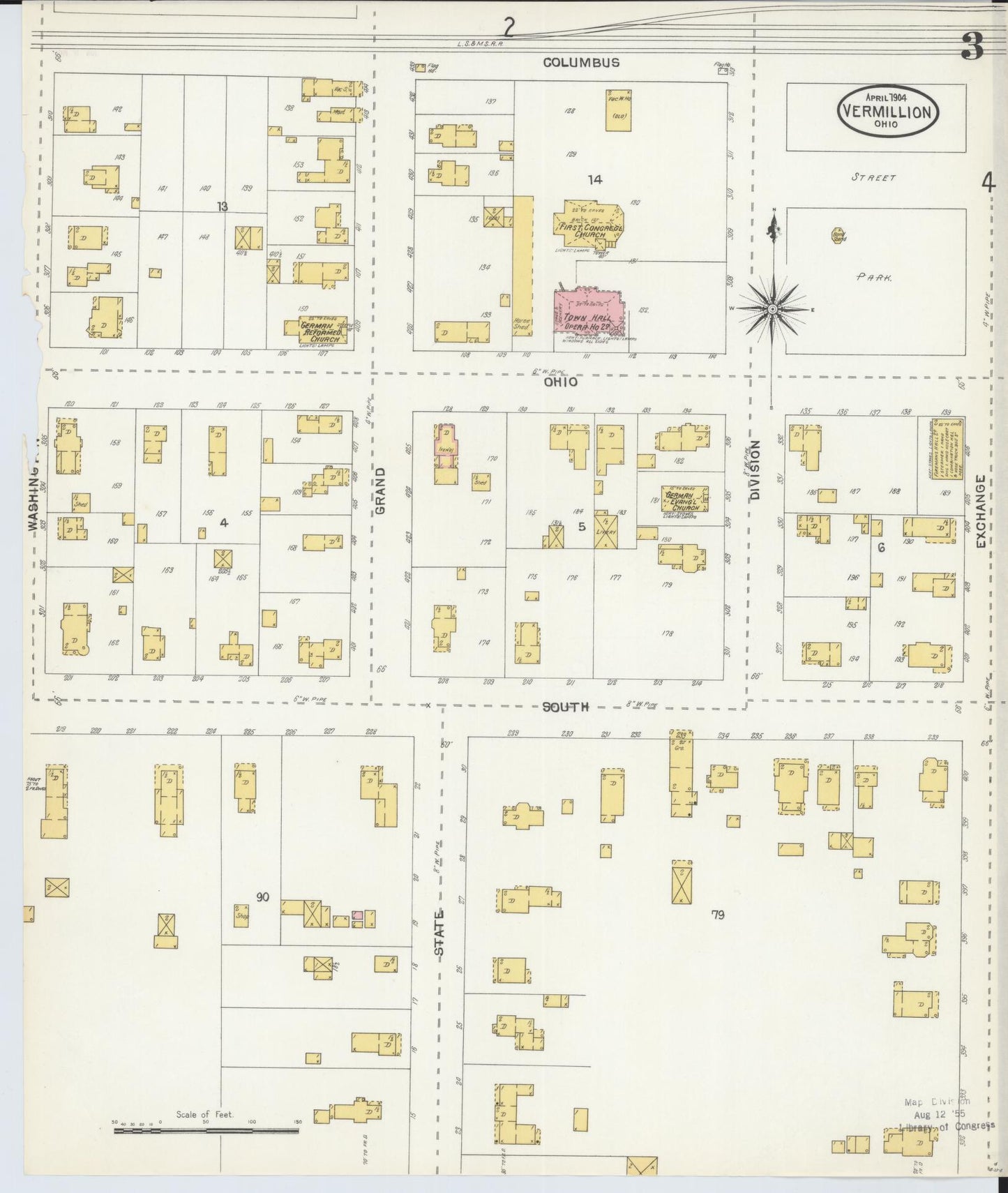 Sanborn Fire Insurance Map from Vermillion, Erie County, Ohio (1904), Sheet #0003 - Historic Sanborn Fire Insurance Map Print, vintage old map wall art, antique decor, genealogy gift, Ohio Ohio map