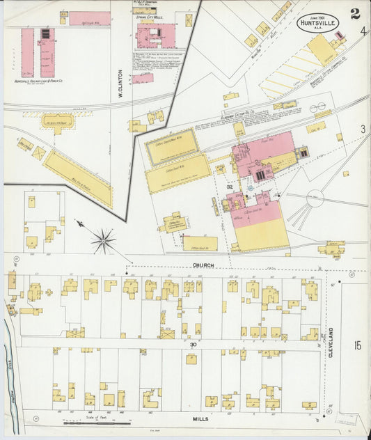 Sanborn Fire Insurance Map from Huntsville, Madison County, Alabama (1901), Sheet #0002 - Historic Sanborn Fire Insurance Map Print, vintage old map wall art, antique decor, genealogy gift, Alabama Alabama map