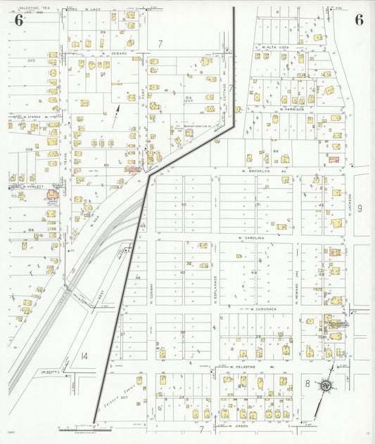 Sanborn Fire Insurance Map from Palestine, Anderson County, Texas (1935), Sheet #0006 - Historic Sanborn Fire Insurance Map Print, vintage old map wall art, antique decor, genealogy gift, Texas Texas map