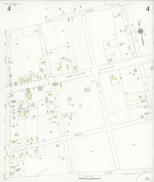 Sanborn Fire Insurance Map from West Columbia, Brazoria County, Texas (1936), Sheet #0004 - Historic Sanborn Fire Insurance Map Print, vintage old map wall art, antique decor, genealogy gift, Texas Texas map
