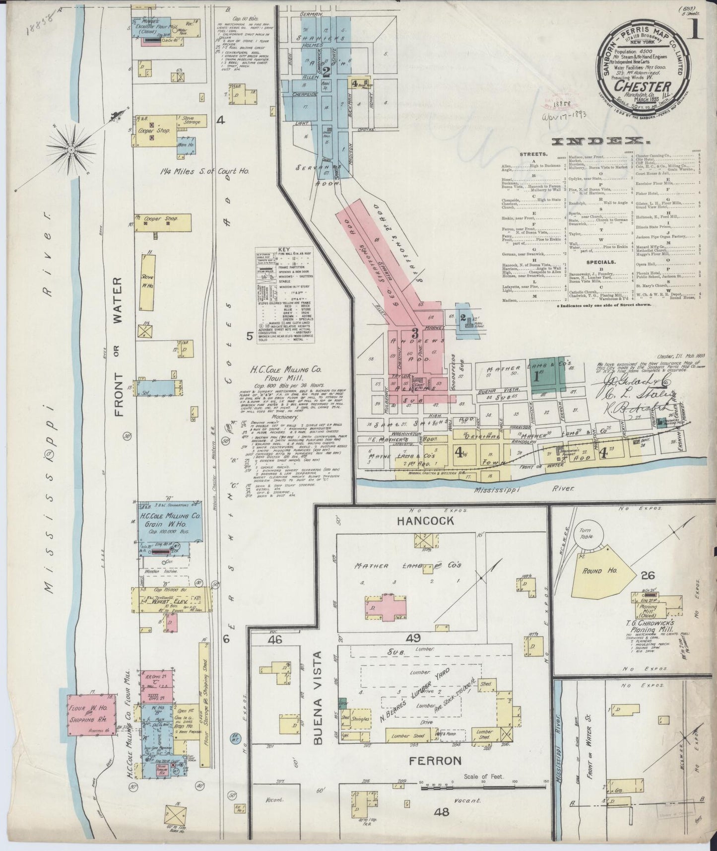 Sanborn Fire Insurance Map from Chester, Randolph County, Illinois (1886), Sheet #0001 - Complete Map Set gallery image, historic Sanborn map, vintage wall art, Illinois Illinois