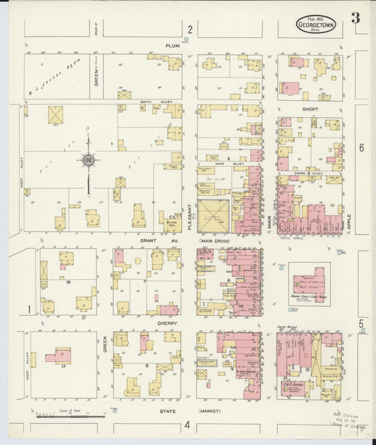 Sanborn Fire Insurance Map from Georgetown, Brown County, Ohio (1912), Sheet #0003 - Historic Sanborn Fire Insurance Map Print, vintage old map wall art, antique decor, genealogy gift, Ohio Ohio map