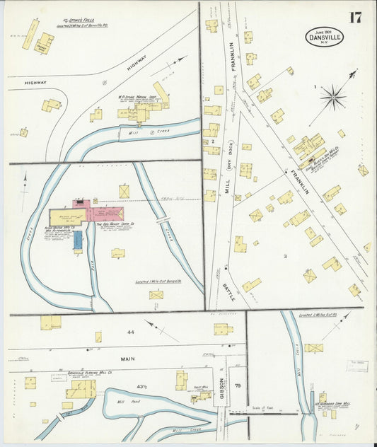 Sanborn Fire Insurance Map from Dansville, Livingston County, New York (1909), Sheet #0017 - Historic Sanborn Fire Insurance Map Print, vintage old map wall art, antique decor, genealogy gift, New York New York map