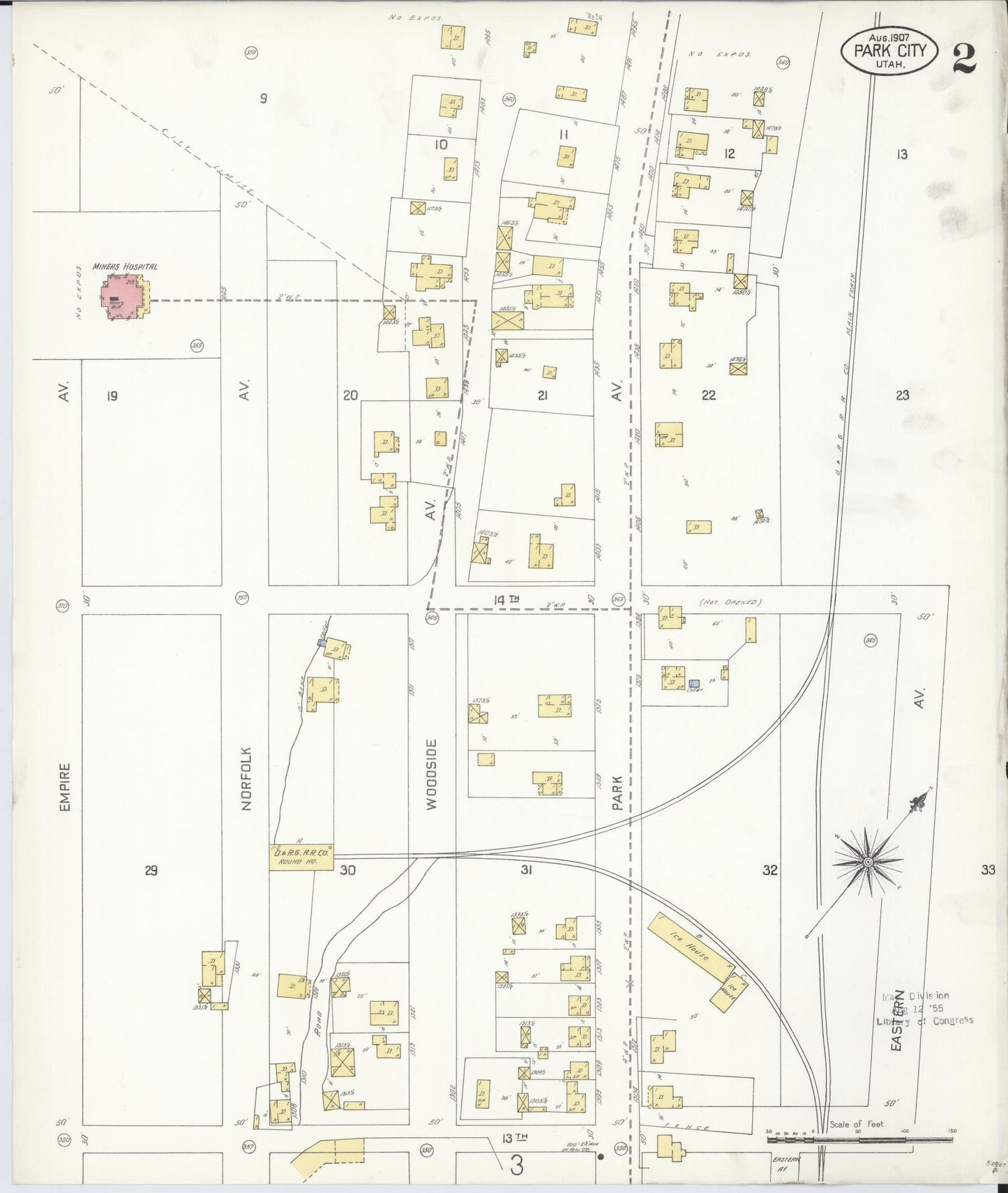 Sanborn Fire Insurance Map from Park City, Summit County, Utah (1907), Sheet #0002 - Complete Map Set gallery image, historic Sanborn map, vintage wall art, Utah Utah