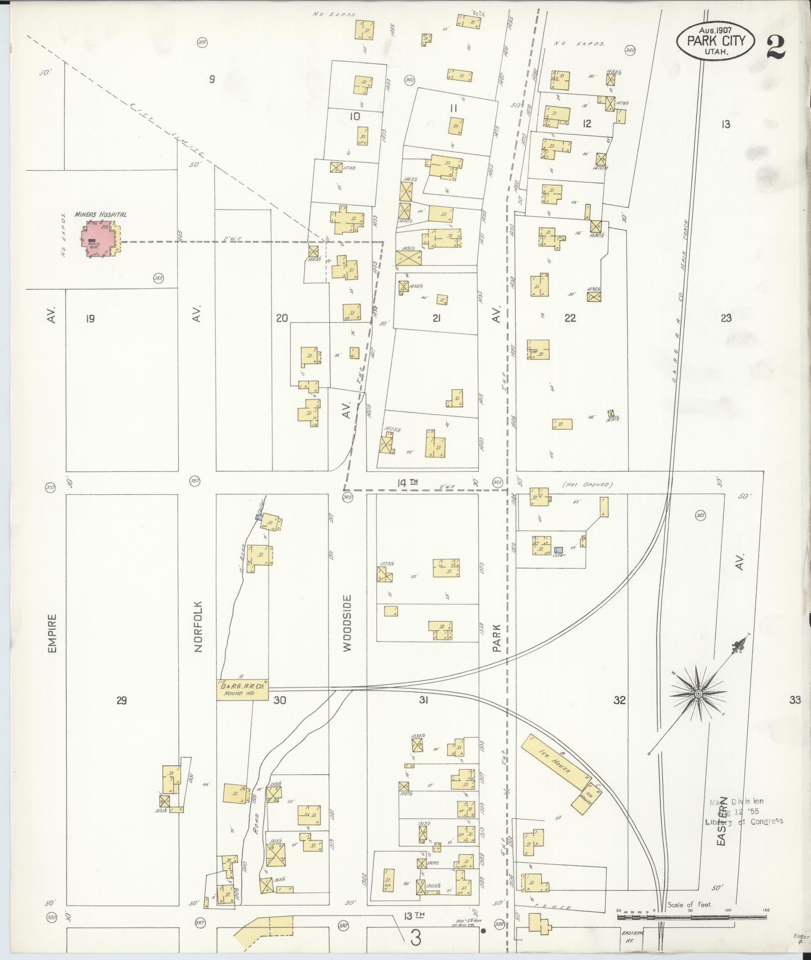 Sanborn Fire Insurance Map from Park City, Summit County, Utah (1907), Sheet #0002 - Complete Map Set gallery image, historic Sanborn map, vintage wall art, Utah Utah