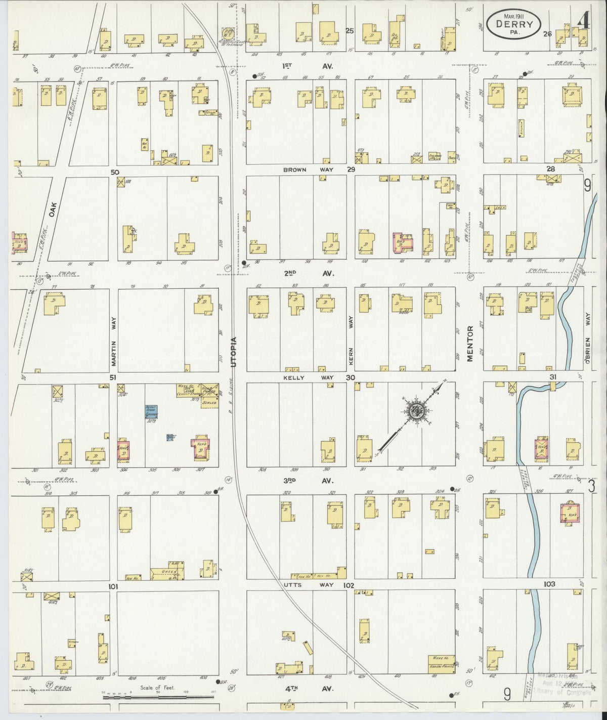 Sanborn Fire Insurance Map from Derry, Westmoreland County, Pennsylvania (1911), Sheet #0004 - Complete Map Set gallery image, historic Sanborn map, vintage wall art, Pennsylvania Pennsylvania