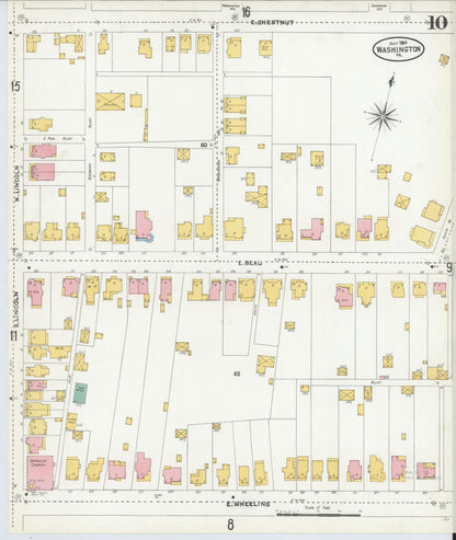 Sanborn Fire Insurance Map from Washington, Washington County, Pennsylvania (1904), Sheet #0010 - Historic Sanborn Fire Insurance Map Print, vintage old map wall art, antique decor, genealogy gift, Pennsylvania Pennsylvania map