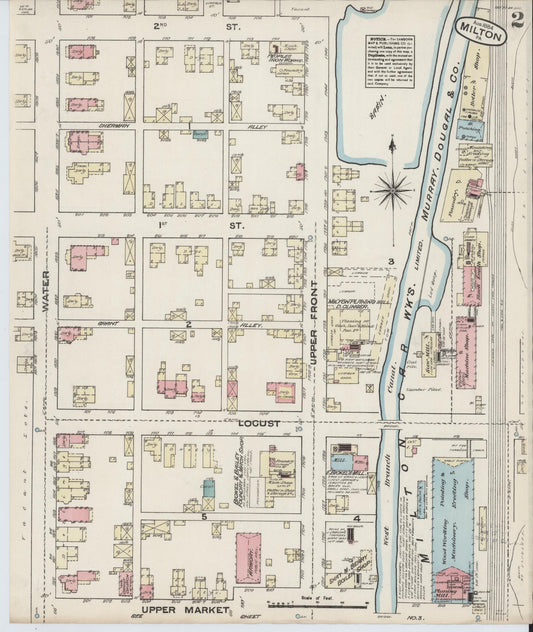 Sanborn Fire Insurance Map from Milton, Northumberland County, Pennsylvania (1884), Sheet #0002 - Historic Sanborn Fire Insurance Map Print, vintage old map wall art, antique decor, genealogy gift, Pennsylvania Pennsylvania map