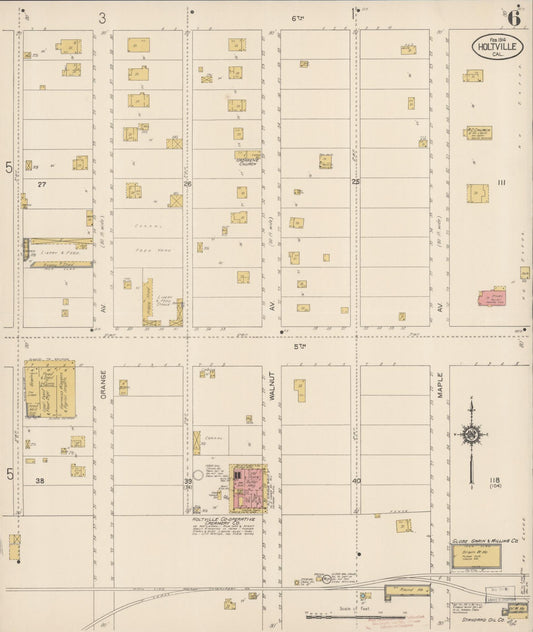 Sanborn Fire Insurance Map from Holtville, Imperial County, California (1914), Sheet #0006 - Historic Sanborn Fire Insurance Map Print, vintage old map wall art, antique decor, genealogy gift, California California map