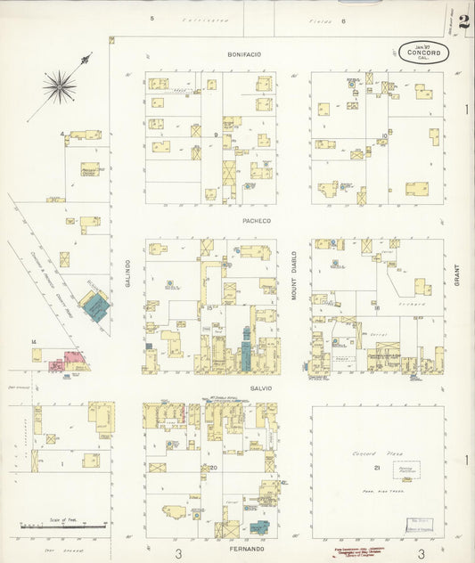 Sanborn Fire Insurance Map from Concord, Contra Costa County, California (1897), Sheet #0002 - Historic Sanborn Fire Insurance Map Print, vintage old map wall art, antique decor, genealogy gift, California California map