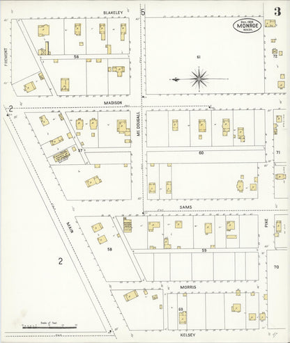 Sanborn Fire Insurance Map from Monroe, Snohomish County, Washington (1908), Sheet #0003 - Complete Map Set gallery image, historic Sanborn map, vintage wall art, Washington Washington