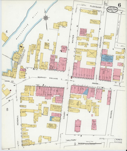 Sanborn Fire Insurance Map from Houlton, Aroostook County, Maine (1919), Sheet #0006 - Historic Sanborn Fire Insurance Map Print, vintage old map wall art, antique decor, genealogy gift, Maine Maine map