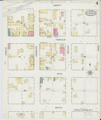 Sanborn Fire Insurance Map from Glencoe, Mcleod County, Minnesota (1893), Sheet #0004 - Complete Map Set gallery image, historic Sanborn map, vintage wall art, Minnesota Minnesota