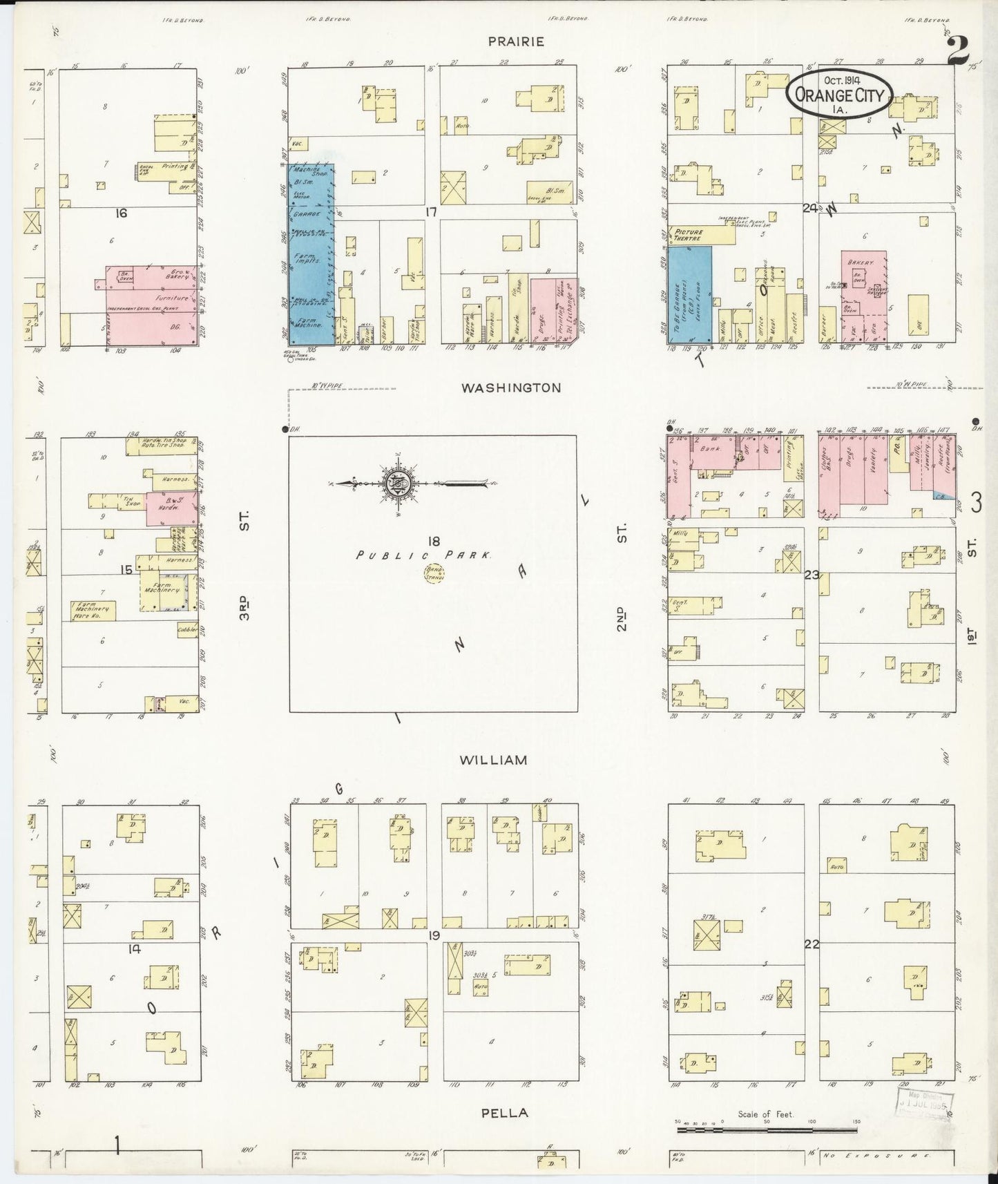 Sanborn Fire Insurance Map from Orange City, Sioux County, Iowa (1914), Sheet #0002 - Historic Sanborn Fire Insurance Map Print
