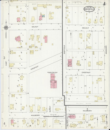 Sanborn Fire Insurance Map from Greenfield, Greene County, Illinois (1914), Sheet #0004 - Historic Sanborn Fire Insurance Map Print, vintage old map wall art, antique decor, genealogy gift, Illinois Illinois map