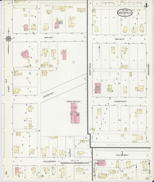 Sanborn Fire Insurance Map from Greenfield, Greene County, Illinois (1914), Sheet #0004 - Historic Sanborn Fire Insurance Map Print, vintage old map wall art, antique decor, genealogy gift, Illinois Illinois map