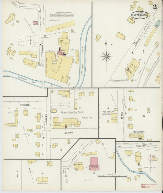Sanborn Fire Insurance Map from Cattaraugus, Cattaraugus County, New York (1896), Sheet #0002 - Historic Sanborn Fire Insurance Map Print, vintage old map wall art, antique decor, genealogy gift, New York New York map