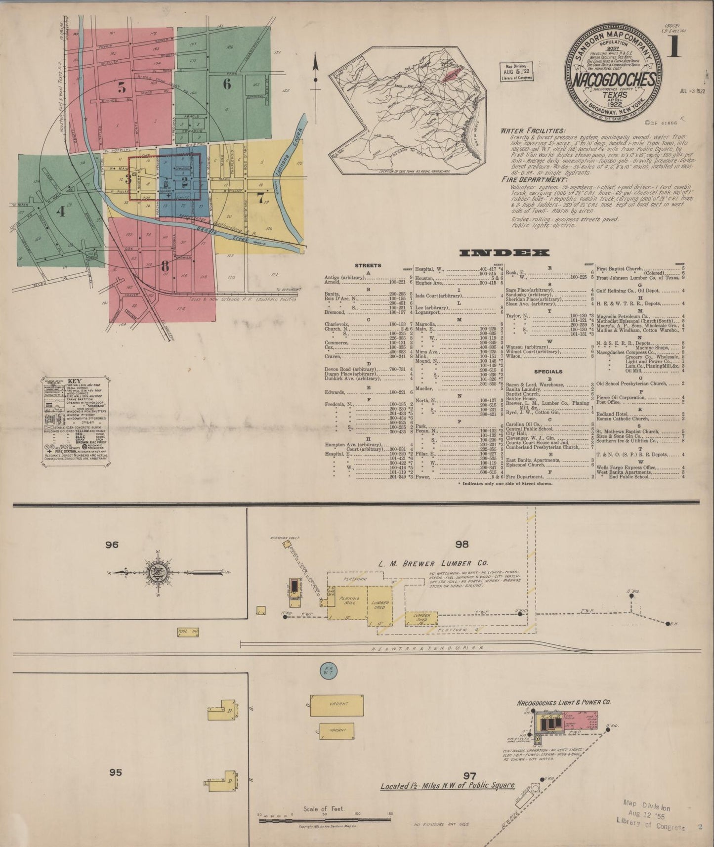 Sanborn Fire Insurance Map from Nacogdoches, Nacogdoches County, Texas. (1922) – Historic Sanborn Fire Insurance Map Print