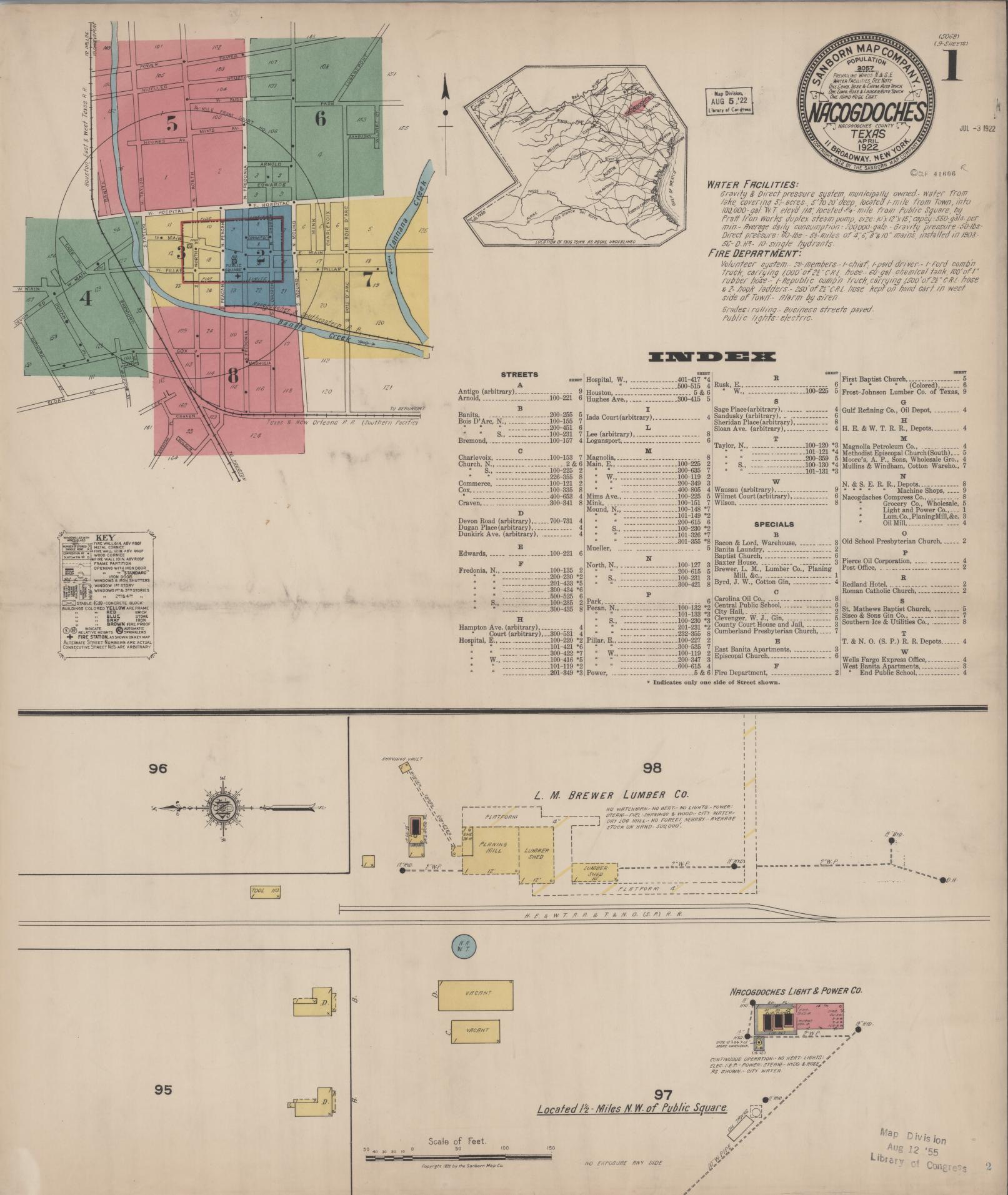Sanborn Fire Insurance Map from Nacogdoches, Nacogdoches County, Texas. (1922) – Historic Sanborn Fire Insurance Map Print