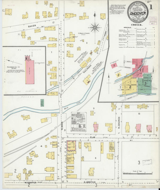 Sanborn Fire Insurance Map from Andover, Allegany County, New York (1904), Sheet #0001 - Historic Sanborn Fire Insurance Map Print, vintage old map wall art, antique decor, genealogy gift, New York New York map