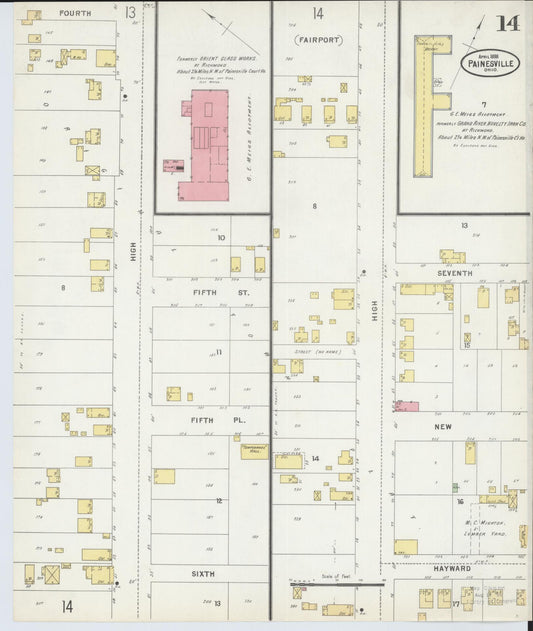 Sanborn Fire Insurance Map from Painesville, Lake County, Ohio (1898), Sheet #0014 - Historic Sanborn Fire Insurance Map Print, vintage old map wall art, antique decor, genealogy gift, Ohio Ohio map