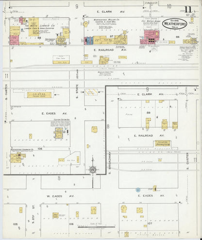 Sanborn Fire Insurance Map from Weatherford, Custer County, Oklahoma (1918), Sheet #0011 - Complete Map Set gallery image, historic Sanborn map, vintage wall art, Oklahoma Oklahoma