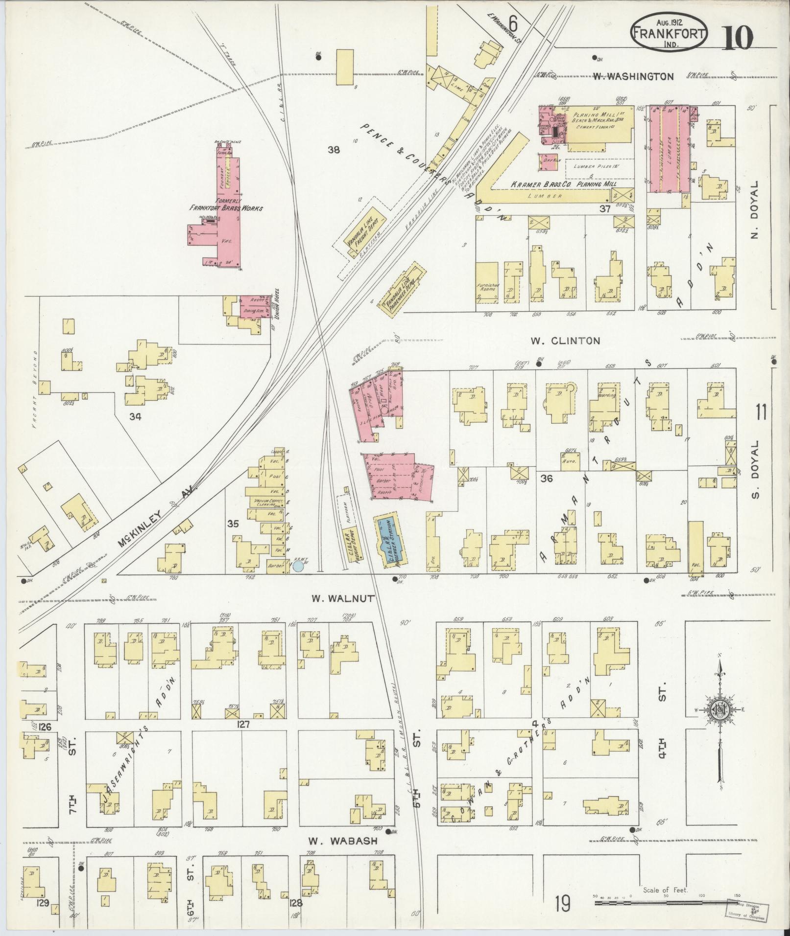 Sanborn Fire Insurance Map from Frankfort, Clinton County, Indiana (1912), Sheet #0010 - Complete Map Set gallery image, historic Sanborn map, vintage wall art, Indiana Indiana