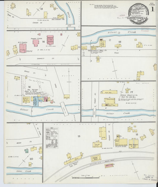Sanborn Fire Insurance Map from Garrettsville, Portage County, Ohio (1893), Sheet #0001 - Historic Sanborn Fire Insurance Map Print, vintage old map wall art, antique decor, genealogy gift, Ohio Ohio map