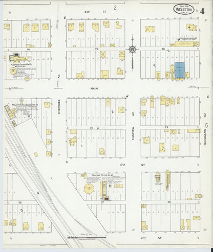 Sanborn Fire Insurance Map from Weleetka, Okfuskee County, Oklahoma (1918), Sheet #0004 - Complete Map Set gallery image, historic Sanborn map, vintage wall art, Oklahoma Oklahoma
