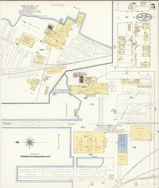 Sanborn Fire Insurance Map from Anacortes, Skagit County, Washington (1907), Sheet #0005 - Historic Sanborn Fire Insurance Map Print, vintage old map wall art, antique decor, genealogy gift, Washington Washington map