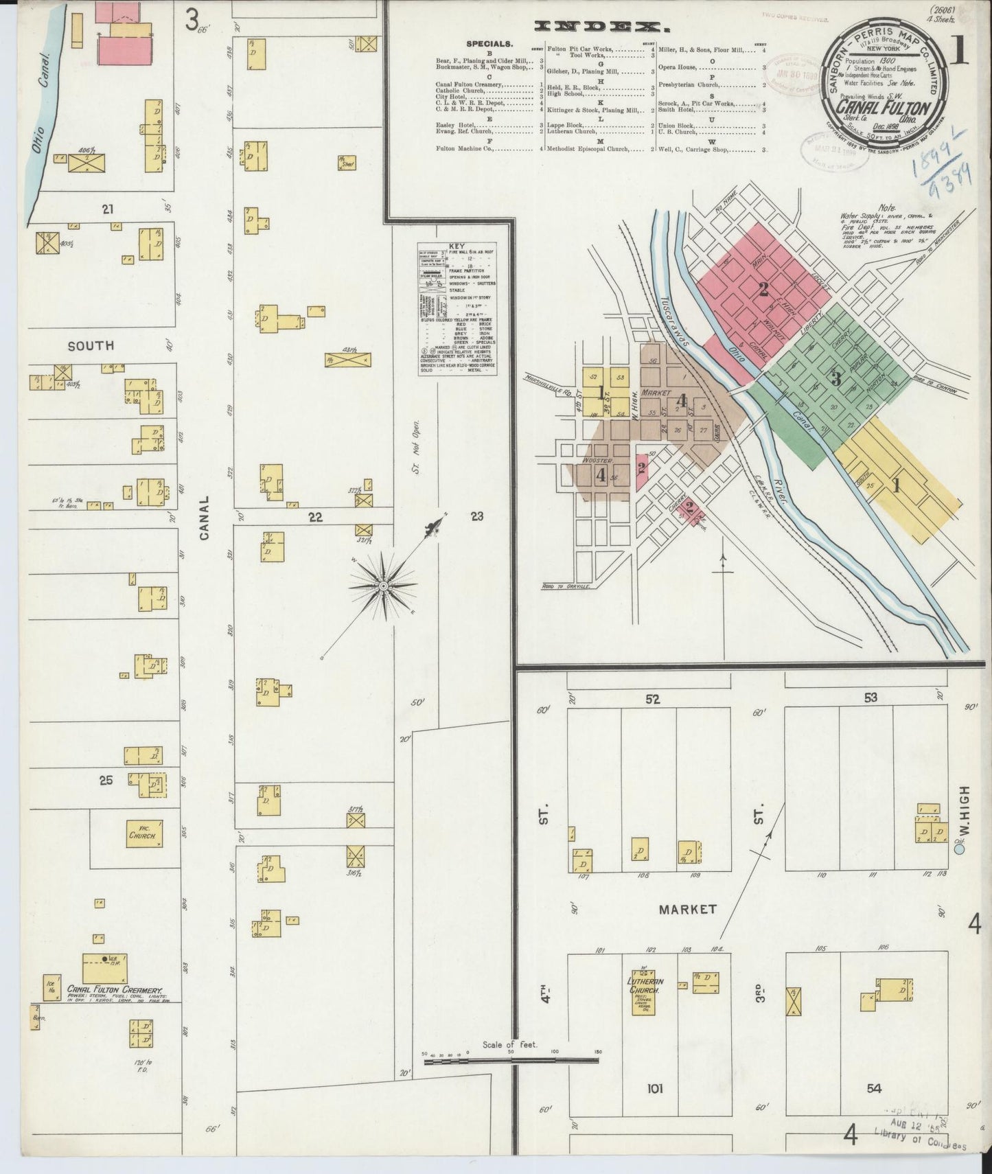 Sanborn Fire Insurance Map from Canal Fulton, Stark County, Ohio (1898), Sheet #0001 - Historic Sanborn Fire Insurance Map Print, vintage old map wall art, antique decor, genealogy gift, Ohio Ohio map