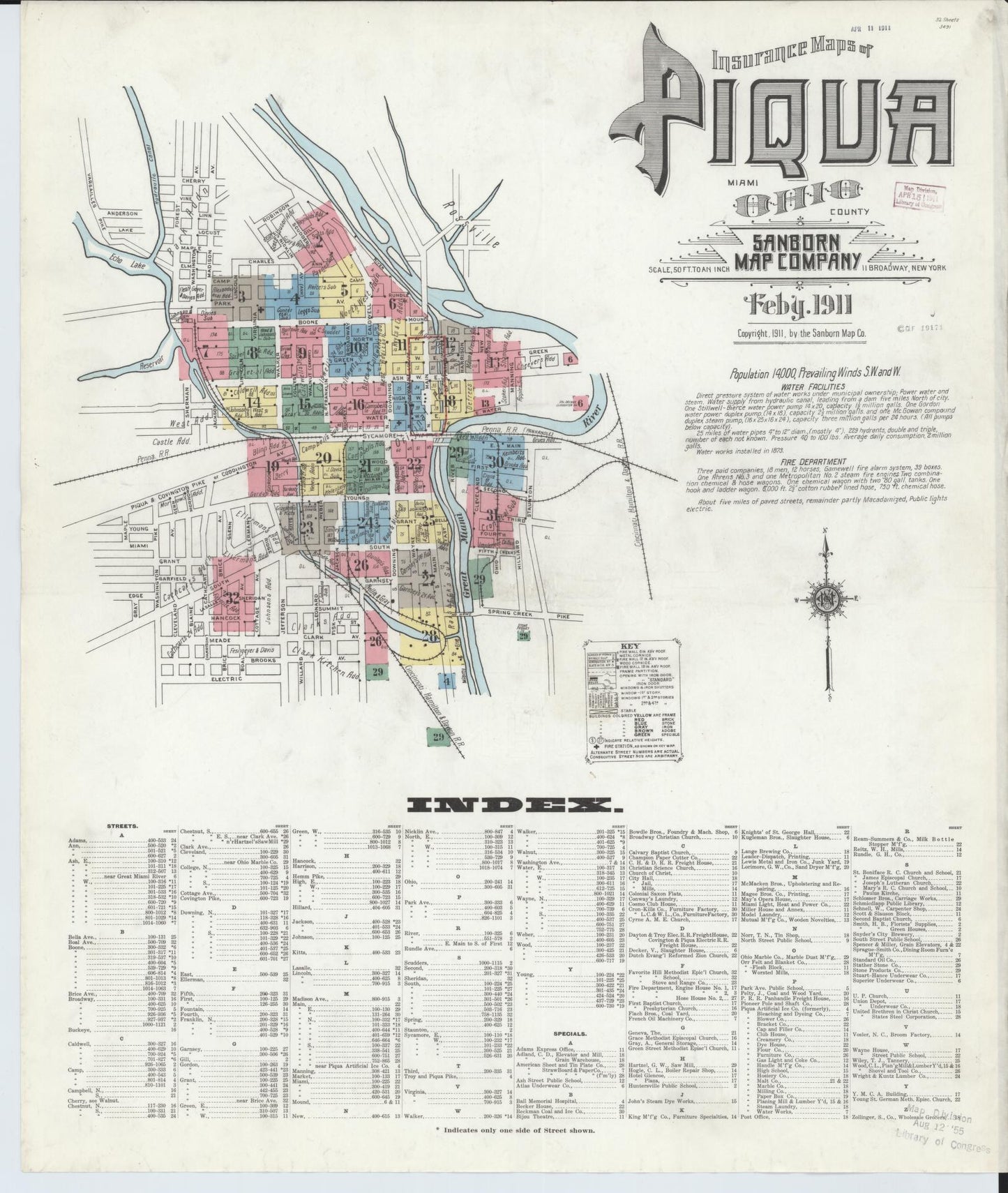 Sanborn Fire Insurance Map from Piqua, Miami County, Ohio (1911), Sheet #0001 - Complete Map Set gallery image, historic Sanborn map, vintage wall art, Ohio Ohio