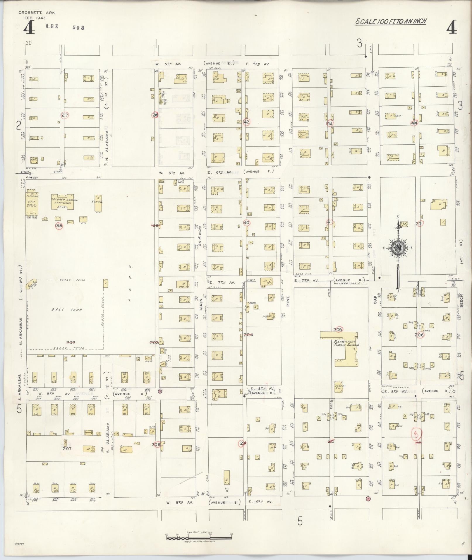 Sanborn Fire Insurance Map from Crossett, Ashley County, Arkansas (1948), Sheet #0004 - Complete Map Set gallery image, historic Sanborn map, vintage wall art, Arkansas Arkansas