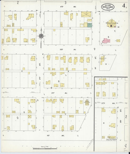 Sanborn Fire Insurance Map from Shell Lake, Washburn County, Wisconsin (1909), Sheet #0004 - Complete Map Set gallery image, historic Sanborn map, vintage wall art, Wisconsin Wisconsin